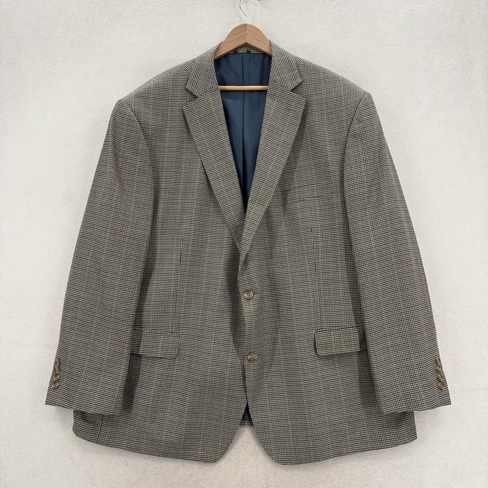 Oak Hill Blazer Mens 2XL 50/52R Gray Check Viscose Sport Coat Jacket Big Tall
